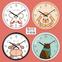 Mute creative wall clock cartoon clock hanging wall cute hanging watch home living room childrens room bedroom clock cute