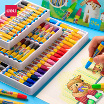 Del oil painting stick 12 18 24 36 color students children color crayon brush oil Flower Stick can wash Primary School students brush safe non-toxic set kindergarten painting baby pen easy to wash