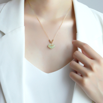 Ruyi Hetian Jade Ping An lock 2021 new niche light luxury choker Sterling Silver Gift necklace summer pendant women