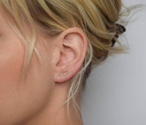 Old Cao Handmade US 14K Baum gold 925 silver curved U shaped drauchpin minimalist art ear clip brief ocean ear nail