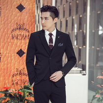  Suit suit mens three-piece suit mens casual jacket Korean slim formal dress groom handsome wedding dress trend