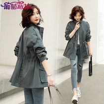 Windcoat jacket Female Korean version loose 2022 New small subspring dress blouse to collect waist display slim casual jacket tide