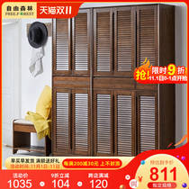 Solid Wood high shoe cabinet home door super large capacity porch cabinet sliding door shoe cabinet simple balcony storage locker