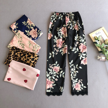 New Sleeping Pants Woman Summer Ice Silk Long Pants Thin Loose Casual 90% Mosquito-Proof Lace Air Conditioning Home Pants Outside