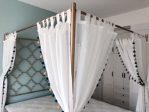 Nordic bed and breakfast Chinese theme hotel inn bed curtain yarn curtain four-column shelf Princess custom wedding bed curtain yarn