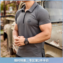  Alpha Gym zipper quick-drying POLO mens short-sleeved summer 2019 new lapel slim breathable sports T