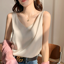 Silk camisole vest women Summer small suit interior base shirt sleeveless design feel Ice Silk wear V neck coat