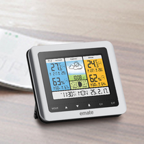 Emate color screen backlight weather station home wireless electronic thermometer humidity indoor and outdoor weather watch alarm clock