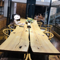 Pine solid wood log large board tea table Custom table board Whole wood tea table Natural whole board solid wood large board tea table set