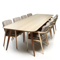 Solid Wood meeting table and chair combination simple modern long table log Nordic conference table long table rectangular