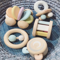 Thai PlanToys imported wooden soothing toy newborn baby rattles 0-1-year-old Puzzle Early Teach Can Bite