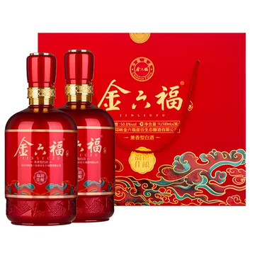 金六福 白酒（濃香型） 500ml 50.8%vol 50度金六福酒福运双喜浓香型白酒500ml*2瓶礼盒装【价格品牌图片