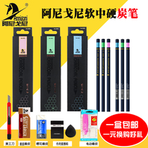 Anigoni sketch sketch soft carbon beginner soft brush carbon pen soft hard drawing pencil art student painting tool set supplies professional adult carbon painting set charcoal