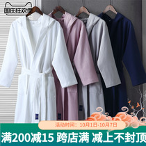 Sleepy spring and autumn womens cotton thin loose five-star hotel hooded bathrobe absorbent quick-drying breathable cotton home wear