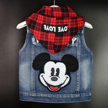 Boy Cowboy Waistcoat Spring Autumn Slim 2022 new spring children Lianhood vest baby casual male jacket