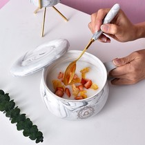 Constellation ceramic cup with lid with spoon female Milk Cup with handle Microwave Oven Breakfast Cup home large capacity oatmeal bowl