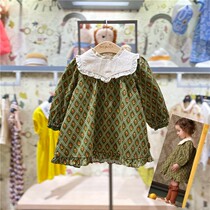  Now moimoln small clouds Korean childrens clothing 2021 Autumn girls cotton large collar double-layer dress B35P