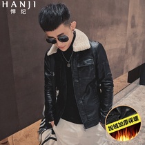 European goods 2021 explosive leather men autumn and winter lamb fur collar Puskin jacket winter plus velvet padded jacket cotton jacket