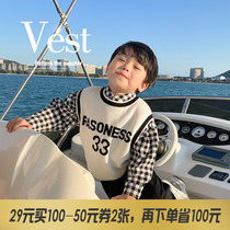 Lin Lin Mother Baby Boy Clothing Boy Waistcoat Spring Clothing Male baby wool vest Childrens knitted sweatshirt waistcoat for children