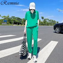 RSEMNIA Casual Sports Suit Women 2022 Summer Fashion Foreign Air Short Sleeve Running Necropolis two sets of damp