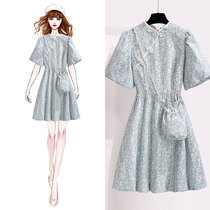 Girl cheongsam improved summer 2021 new retro Chinese style hanfu small French floral dress