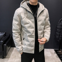 2021 winter new explosive short down jacket mens duck down light Korean slim trend mens hooded jacket