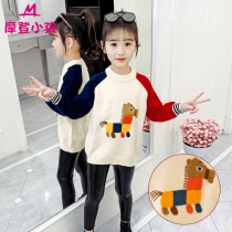 Girl sweater 2022 new CUHK child cartoon towel embroidered undershirt child Coloured blouse 100 hitch-shirt tide
