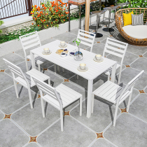 Outdoor table and chair plastic wood white terrace Leisure Bar Cafe milk tea shop modern simple restaurant iron table and chair