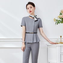 Professional women summer high-end fashion temperament hotel front desk sales building Workwear jewelry shop working clothes female