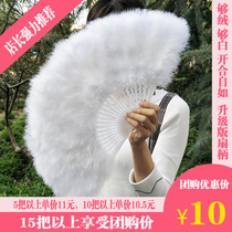 Lolita fan Feather fan Female Chinese style folding fan shaking sound live dance fan Cheongsam catwalk Hand fan