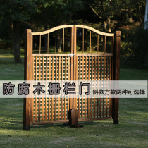 Outdoor wood fence gate garden courtyard gate anticorrosive wood grid fence fence climbing vine