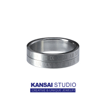 KANSAI homemade Roman numeral ring can rotate the male and female couples index finger cold wind personality ins niche