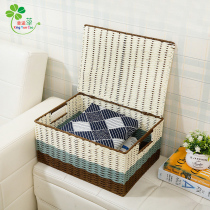 Storage basket Rattan covered desktop storage box Clover home clothing toys snacks storage frame woven basket
