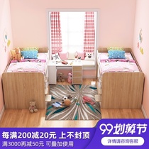 Childrens bed girl princess bed wardrobe integrated half-height bed with desk combination bed storage bed second child room