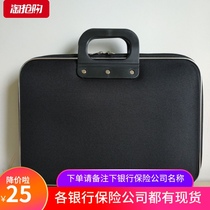 Customized bank insurance gift Oxford cloth imitation leather exhibition bag portable file bag computer bag briefcase zipper bag