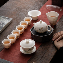Zhang Li Jiao Handmade goat fat jade porcelain suit Home Defied white porcelain Gongfu tea with tea tea tea cup Hon.