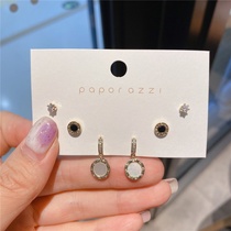 Zircon suit series Korean version s925 silver needle temperament shell earrings ins wind light luxury circle stud earrings drop earrings