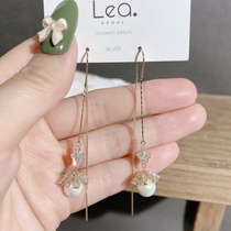 South Korea Dongdaemun new retro earrings personality long tassel earrings ear line zircon inlaid flower earrings tide