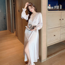 So beautiful ~ CHAO goddess grade pajamas female spring autumn French silk sexy lace court wind nightgown