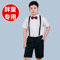 2021 Autumn Fat Childrens Dress White Shirt Pants Set Fat Plus Size British Primary and Secondary School Students Piano Performance