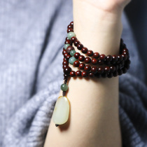 Indian small leaf red sandalwood bracelet 108 summer sandalwood bracelet Hetian jade bead necklace for men and women play transfer