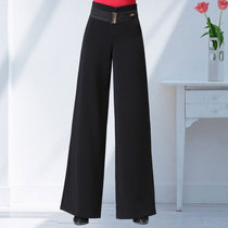 Dan Bo Luo high waist Latin pants 2021 new female dancing metal buckle straight trousers national standard dance ballroom dance costume