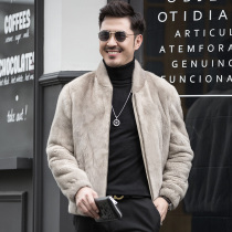 New mink jacket mens whole Marten baseball jacket short mink coat leather grass casual tide loose winter