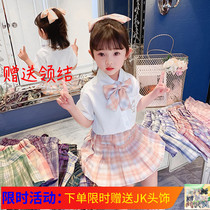 Girls jk uniform suit College style summer childrens short-sleeved skirt two-piece kindergarten baby garden suit autumn
