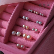 Pure silver natural freshwater pearl stud earrings female small mini retro Korean temperament earrings 2021 New Tide earrings