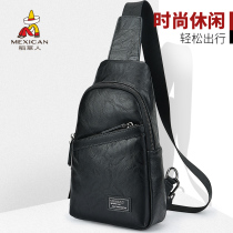Rice Straw Man Chest Bag Male Inclined Cross Baotou Layer Bull Leather Single Shoulder Tide Card Men Casual Multifunction 100 Hitch Sports Bag
