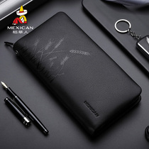 Scarecrow big mens long handbag soft leather casual large capacity zipper wallet Korean fashion trend personality fashion