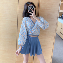  Swimsuit womens summer belly cover thin seaside sunscreen conservative student small fresh 2021 new Korean ins small chest