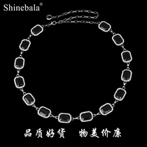 Belly dance waist chain rhinestone Joker black square belt New Square crystal diamond chain decoration Oriental dance waist decoration