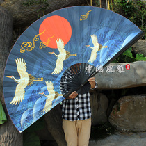Japanese style big hanging fan decoration Chinese style crane Japanese folding fan Japanese material shop super large fan